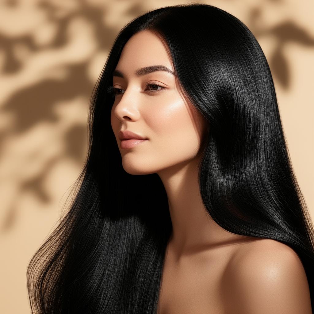 Model with healthy, glossy hair